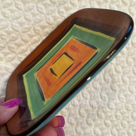 GAIL Pittman Brio Pattern Southern Living At Home 5 5/8” Square Appetizer Plate - Picture 4 of 4